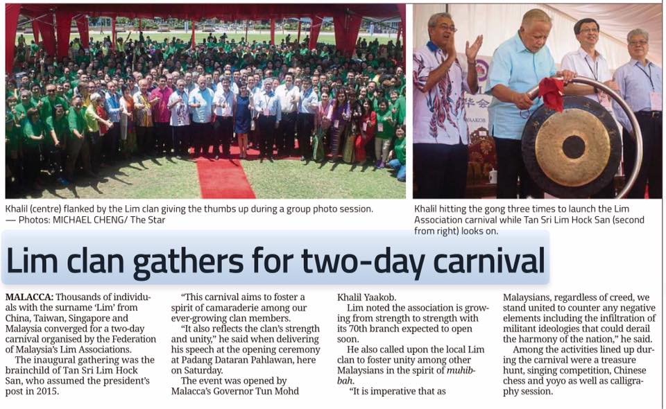 Lim clan gathers for two-day carnival